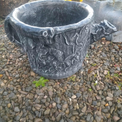 tea pot planter  black and white